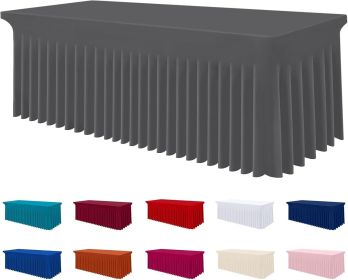 Smiry Spandex Tablecloth, Elastic Fitted Stretch Tablecloth for 6FT Rectangle Tables, Waterproof Washable Table Cover Skirt for Outdoor, Wedding