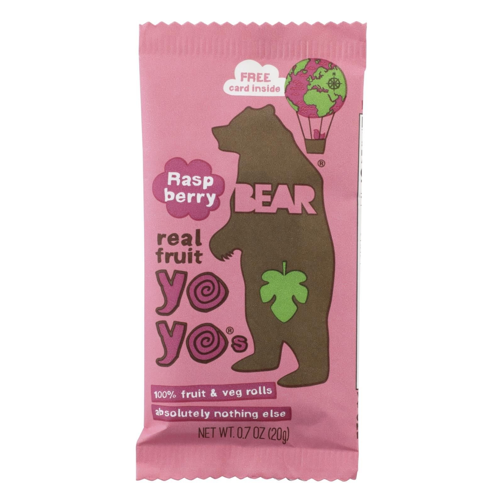 Real Yo Yo Bear Real Fruit Yoyo Snack - Raspberry - Case Of 6 - 3.5 Oz.